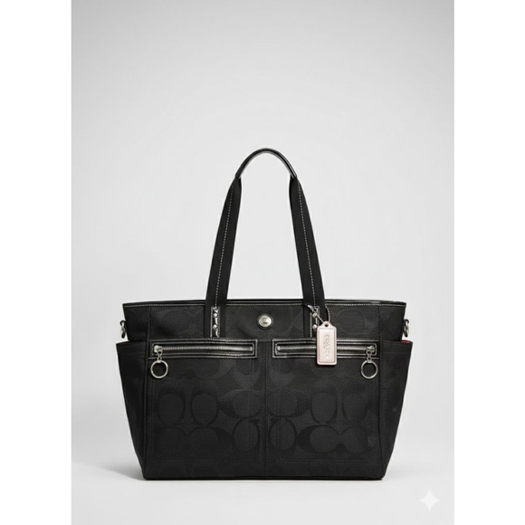 Coach Handbags - Coach Black Signature Canvas Tote Bag One Size